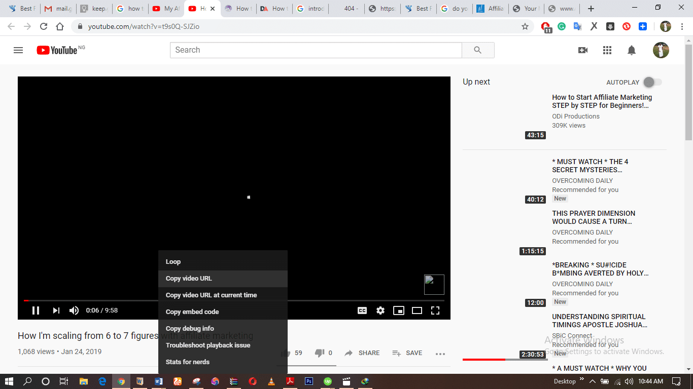 Copy video URL YouTube
