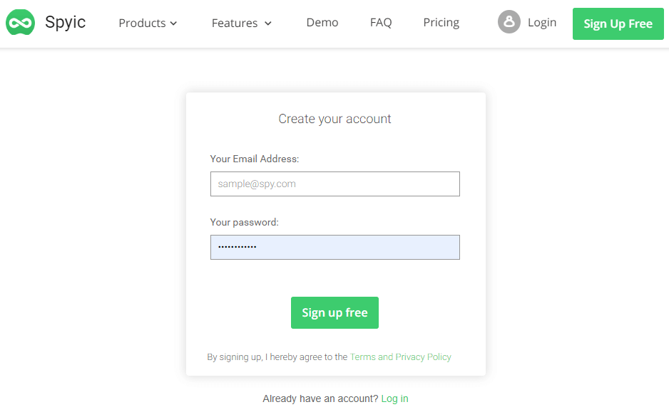 Create Spyic Account