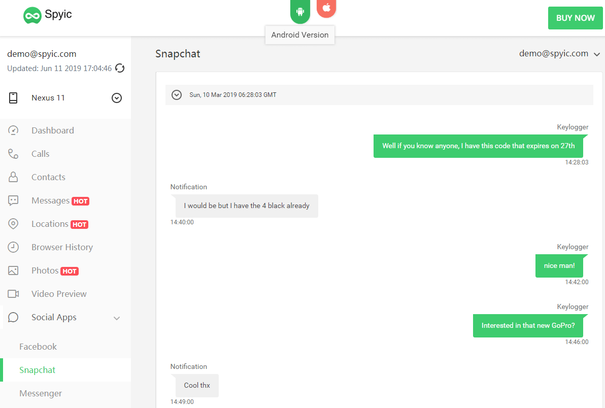 Spyic Snapchat hacking service