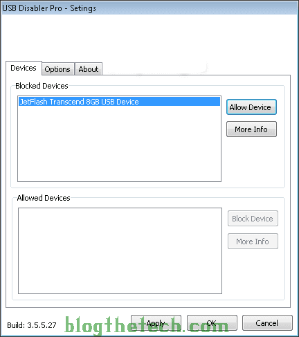 USB Disabler Pro Settings