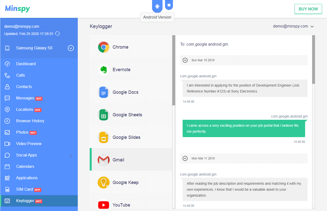 android keylogger minspy