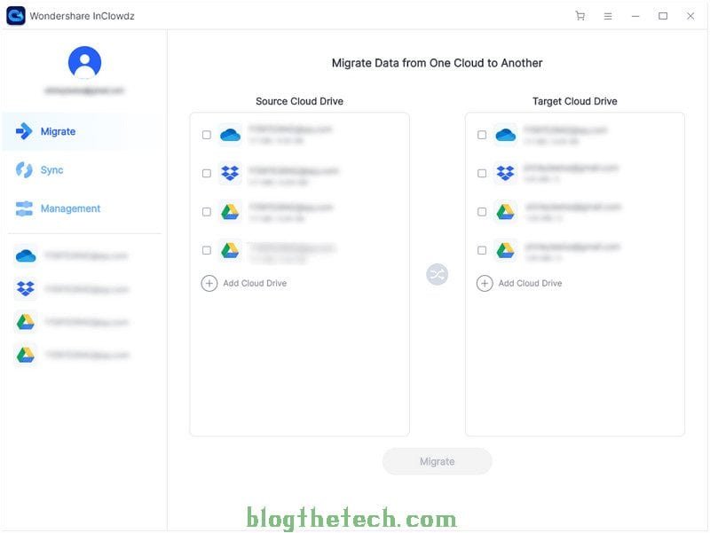 Migrate Data from One Cloud to another in Wondershare InClowdz