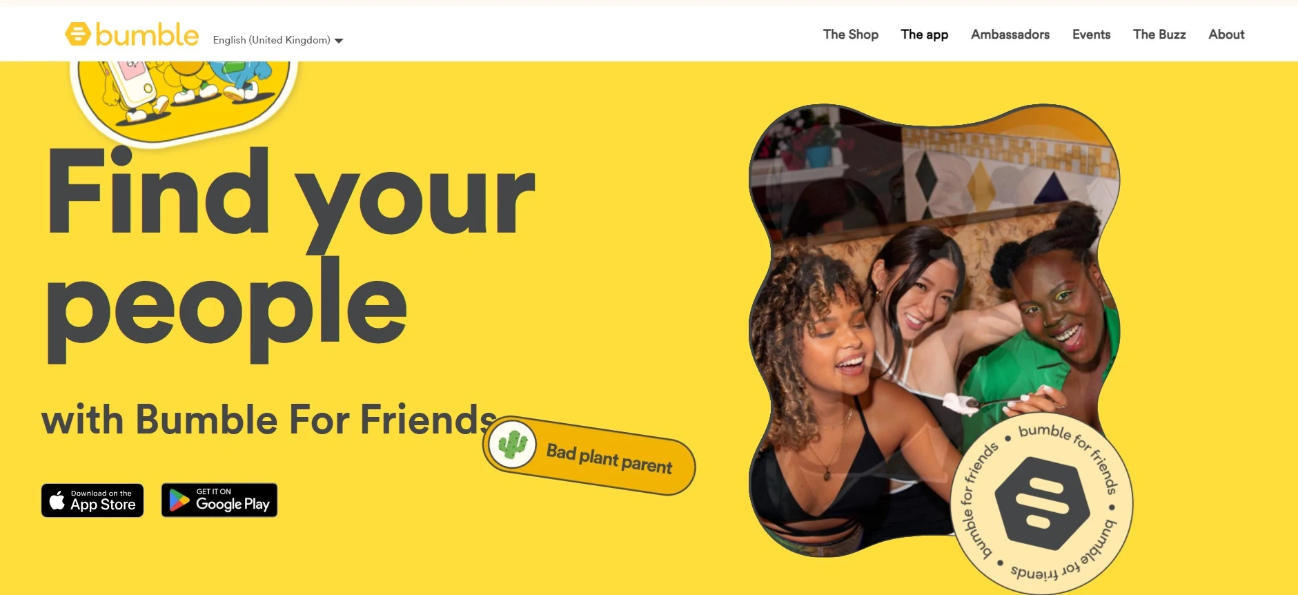Bumble BFF Homepage
