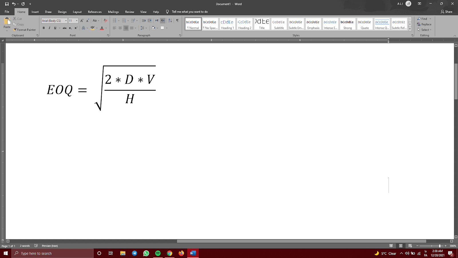 EOQ Economic Order Quantity
