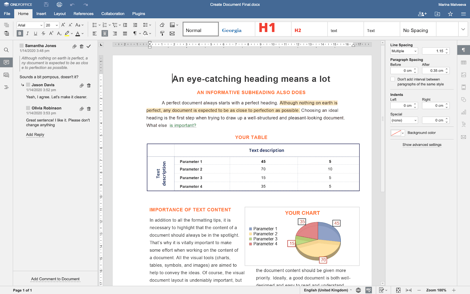 Onlyoffice Collaborative features