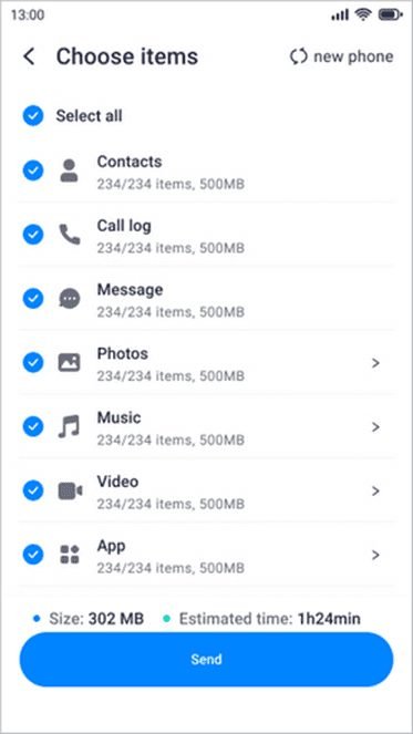 Choose what to restore on MobileTrans app