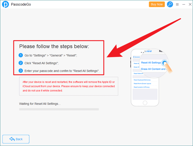 Reset all Settings PasscodeGo