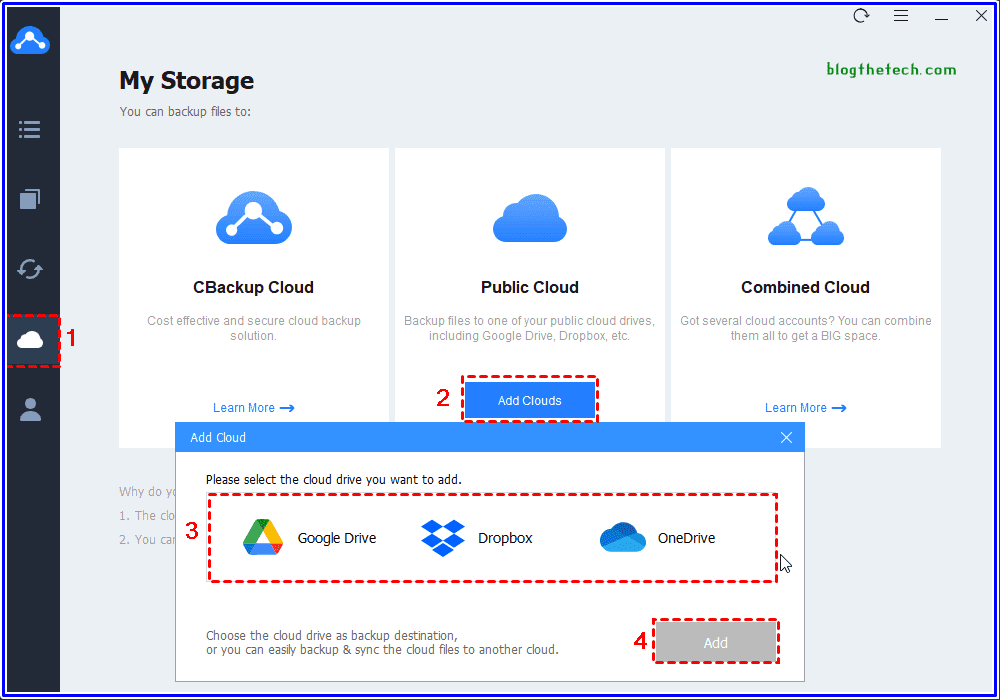 Add Clouds on Cbackup