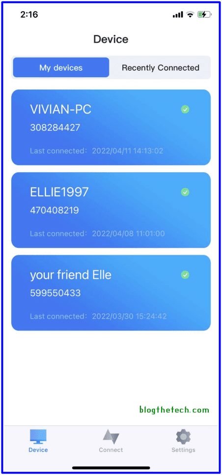Anyviewer device list iPhone