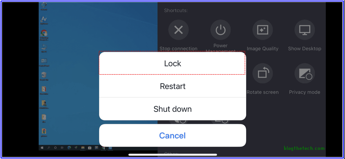Lock PC Anyviewer on iPhone