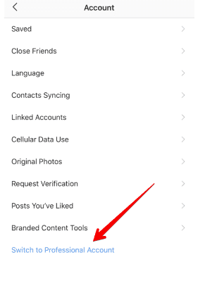 switch to professional account instagram