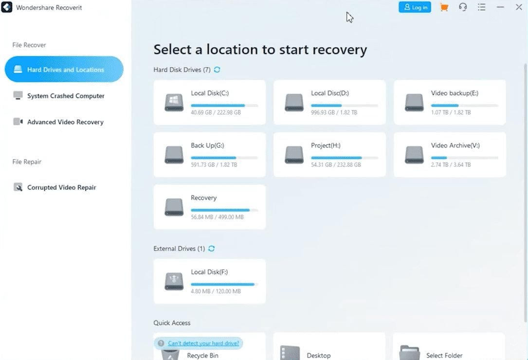 Select the hard drive