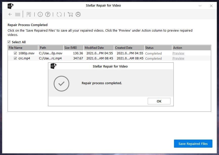 repair-process-completed fix-corrupt-videos-with-stellar-repair-for-video-repair-process-completed