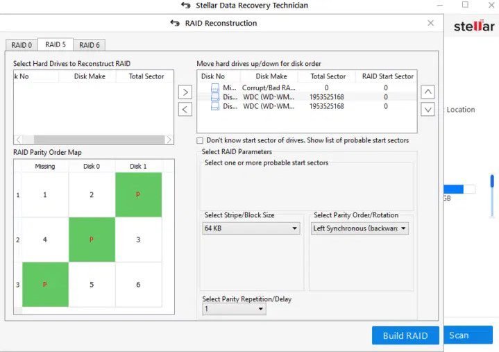 Choose drives for raid on Stellar data recovery technician