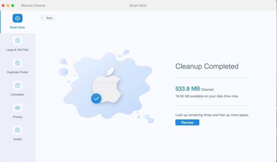 Macube Cleaners Cleanup Completed