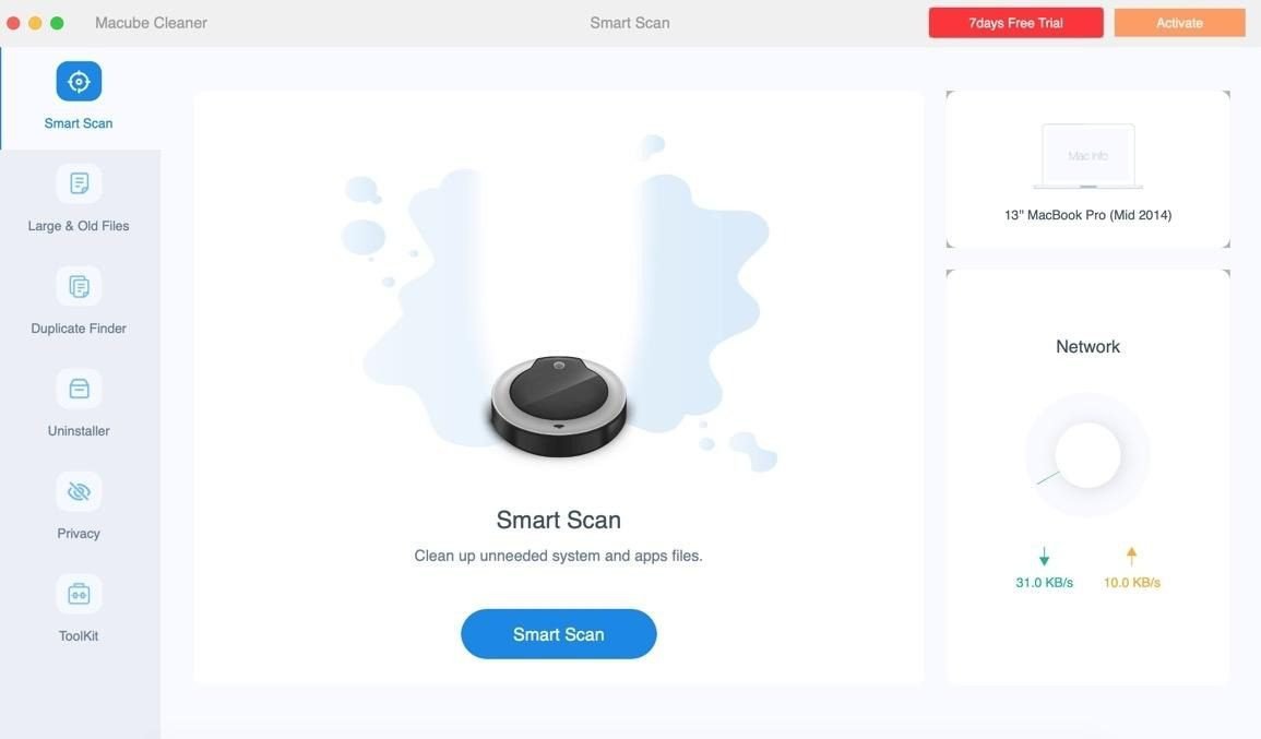 Macube Cleaners Smart Scan Option