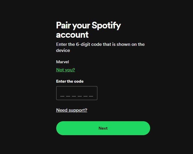 enter pair code to Play Spotify on your TV