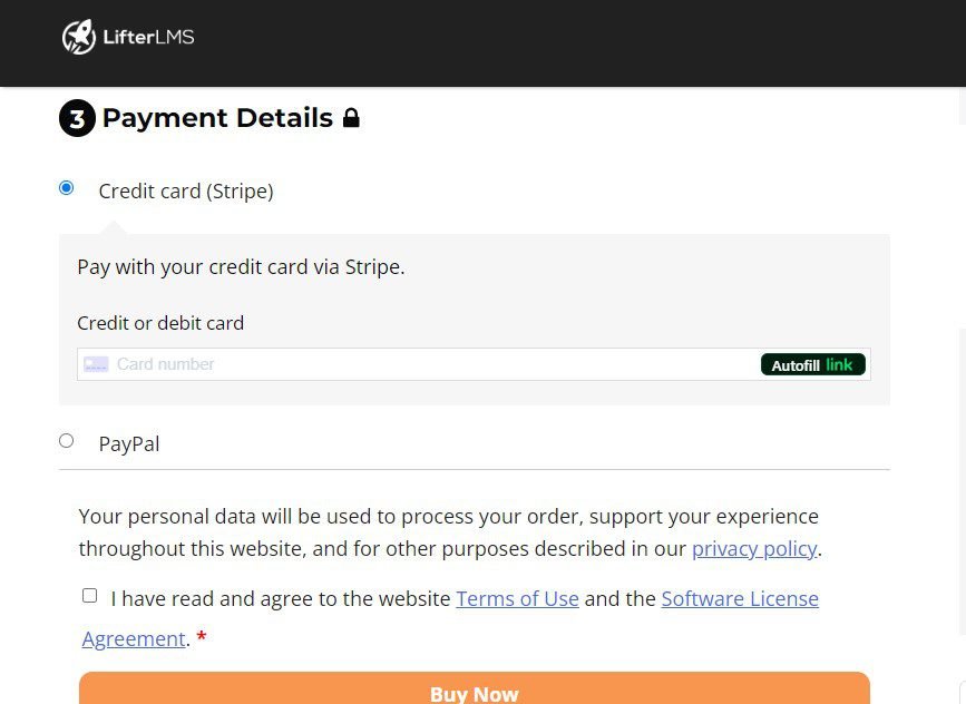 LifterLMS Payment options