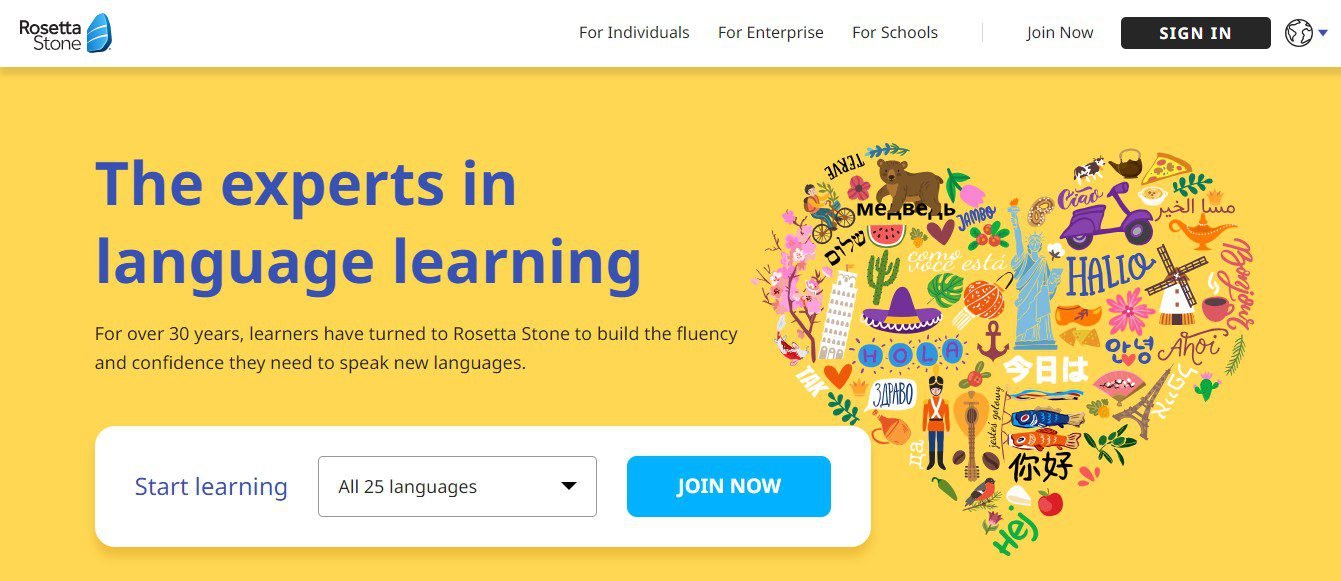 Rosetta Stone Website Homepage