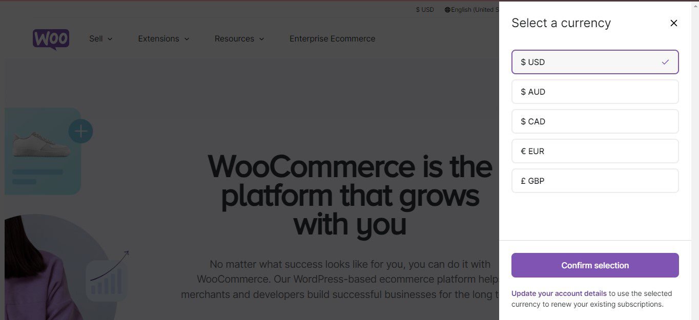 WooCommerce Currency Selector